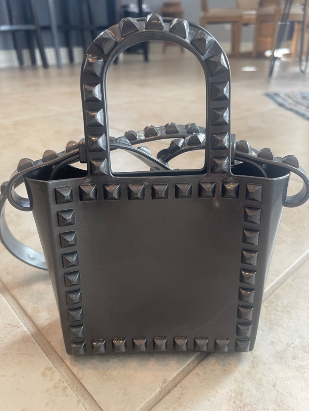 Carmen sol nwot Stud-Trim Small Tote Bag in Dark Gray